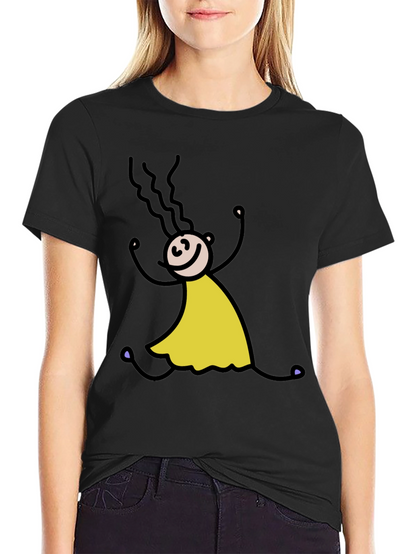 Stick Figure Girl Tee - Fun Black T-Shirt