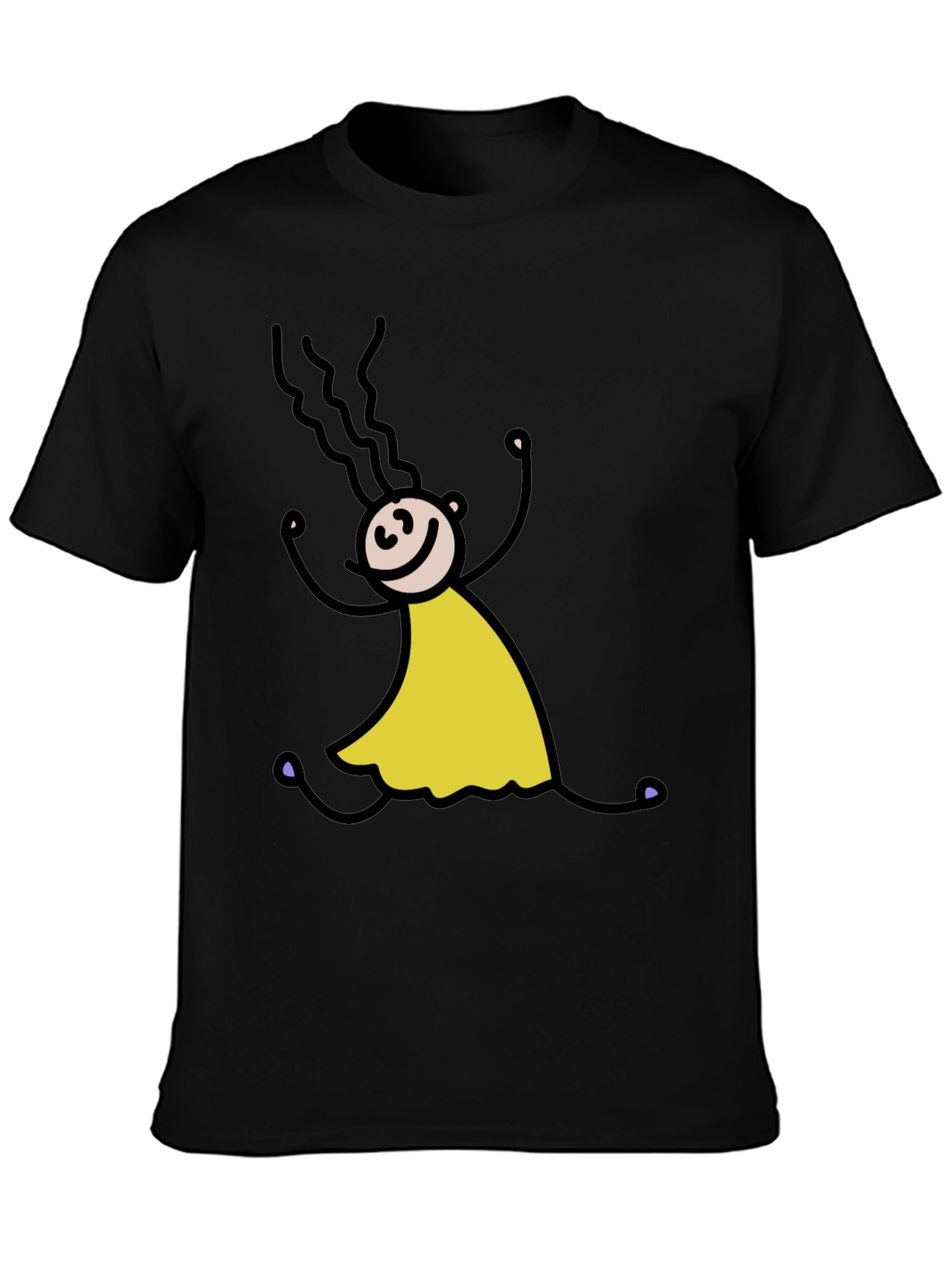 Stick Figure Girl Tee - Fun Black T-Shirt