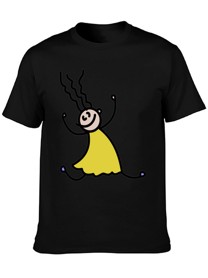 Stick Figure Girl Tee - Fun Black T-Shirt