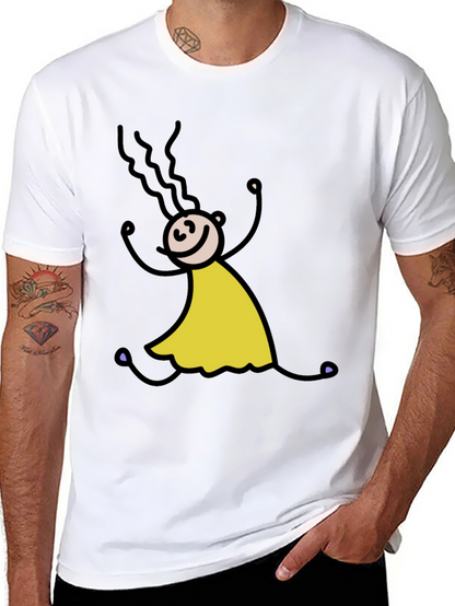 Stick Figure Girl Tee - Fun Black T-Shirt
