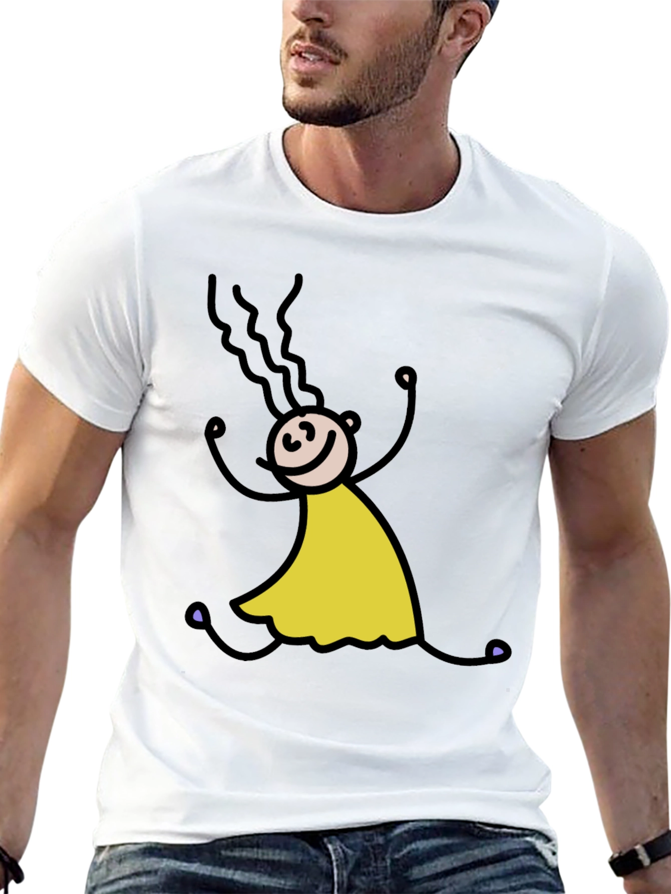 Stick Figure Girl Tee - Fun Black T-Shirt