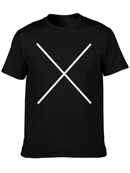 Black T-Shirt with White Cross Graphic