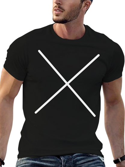 Black T-Shirt with White Cross Graphic