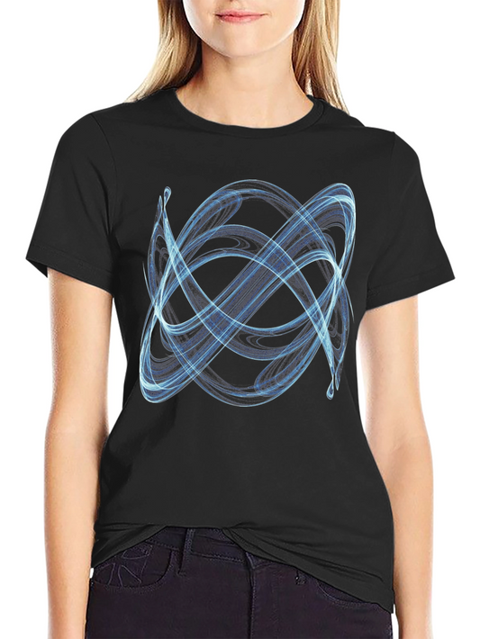 Abstract Blue Swirl Graphic Print Black T-Shirt