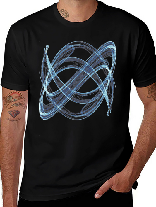 Abstract Blue Swirl Graphic Print Black T-Shirt