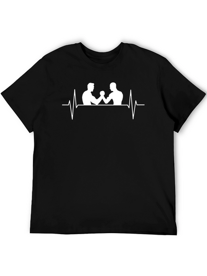 Arm Wrestling Heartbeat T-Shirt - Black