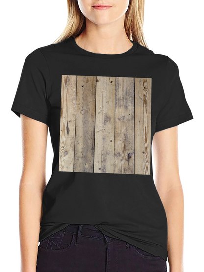 Wood Texture Graphic Tee - Casual Style Black T-Shirt