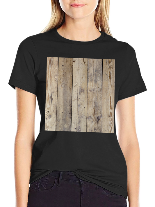 Wood Texture Graphic Tee - Casual Style Black T-Shirt