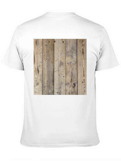 Wood Texture Graphic Tee - Casual Style Black T-Shirt
