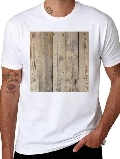 Wood Texture Graphic Tee - Casual Style Black T-Shirt