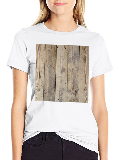 Wood Texture Graphic Tee - Casual Style Black T-Shirt