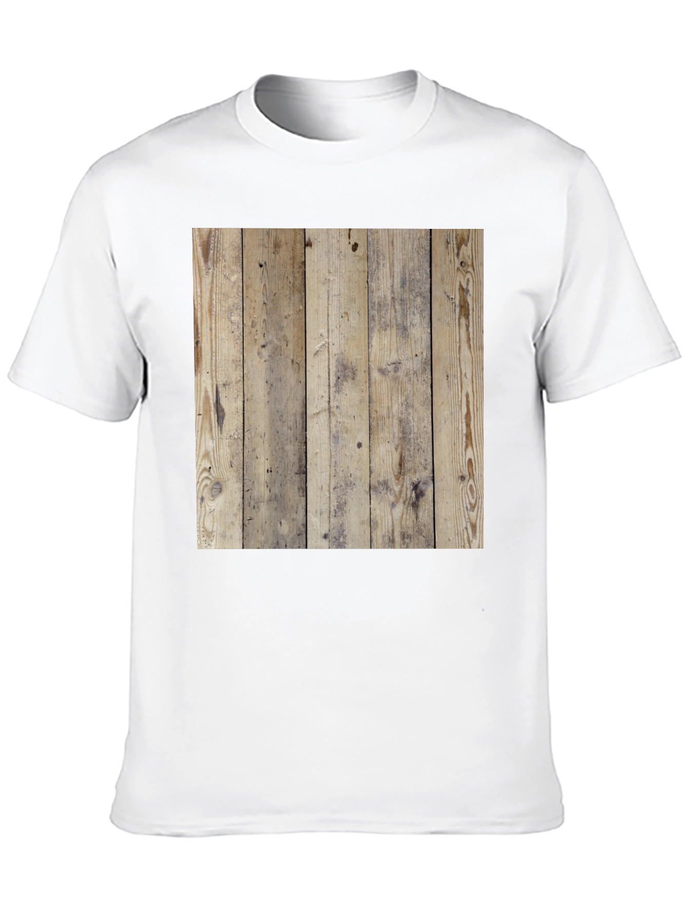 Wood Texture Graphic Tee - Casual Style Black T-Shirt