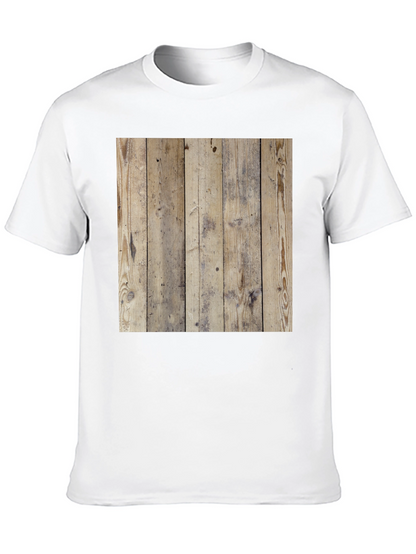 Wood Texture Graphic Tee - Casual Style Black T-Shirt