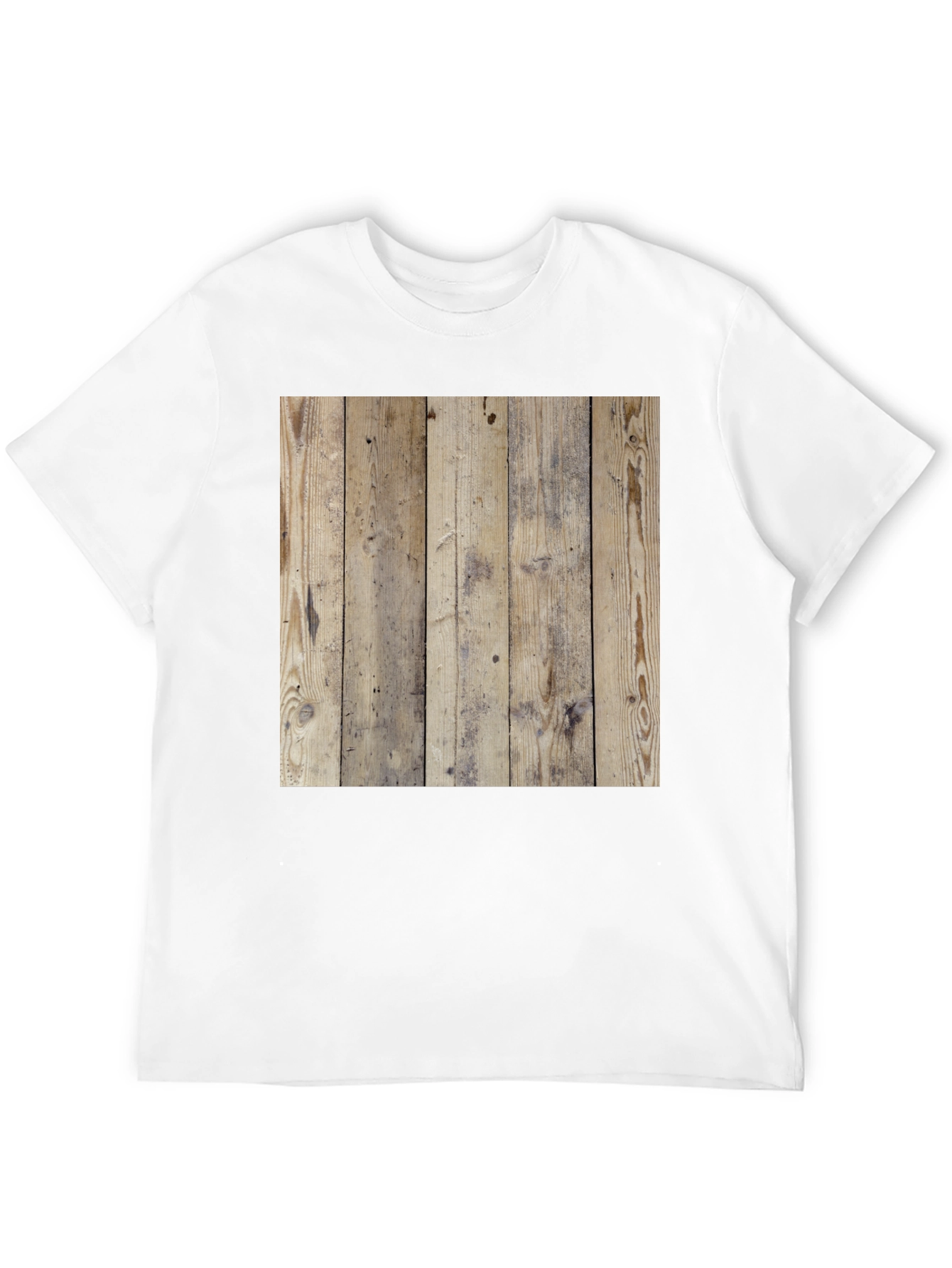 Wood Texture Graphic Tee - Casual Style Black T-Shirt