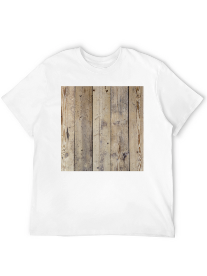 Wood Texture Graphic Tee - Casual Style Black T-Shirt