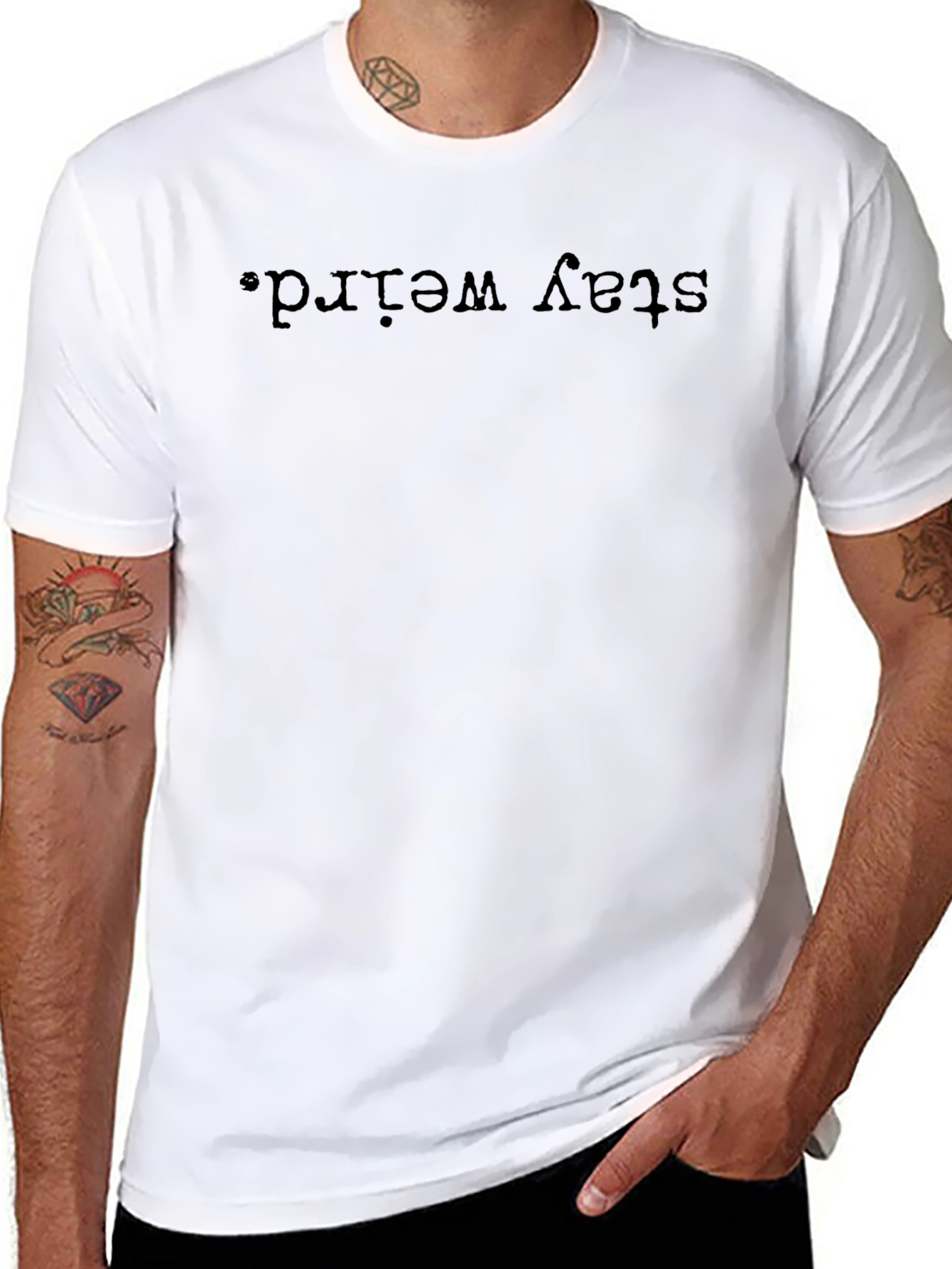 Stay Weird Graphic Tee - Black Casual Shirt