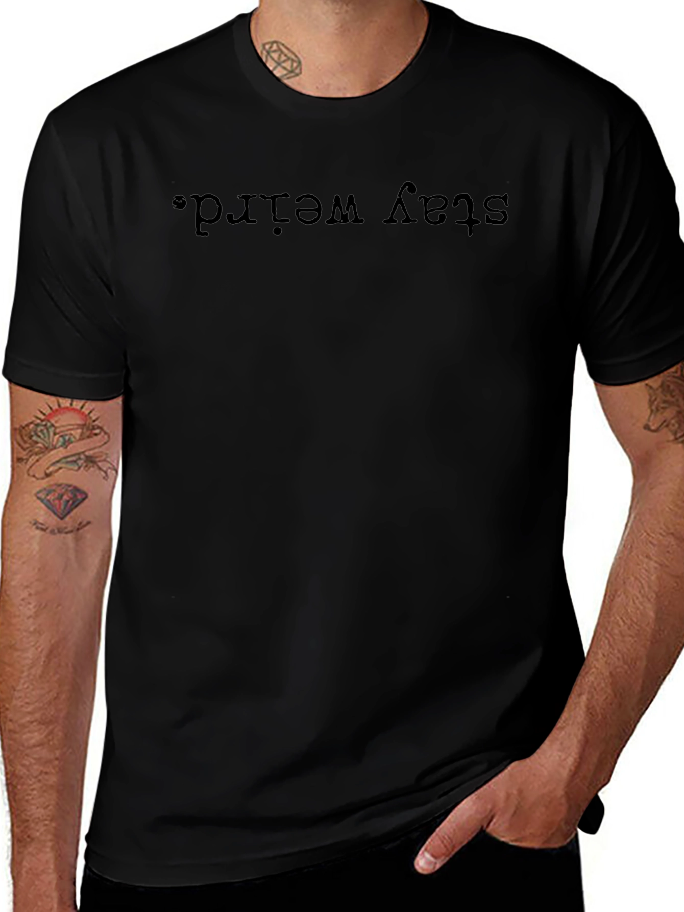 Stay Weird Graphic Tee - Black Casual Shirt