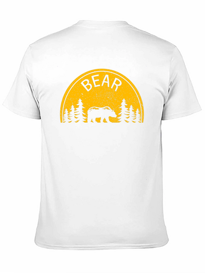 Bear Silhouette Graphic Print Black T-Shirt