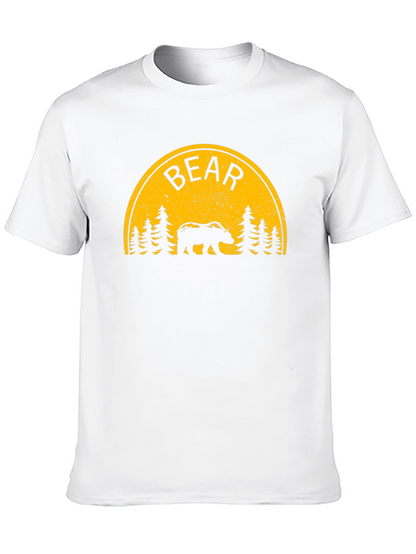 Bear Silhouette Graphic Print Black T-Shirt