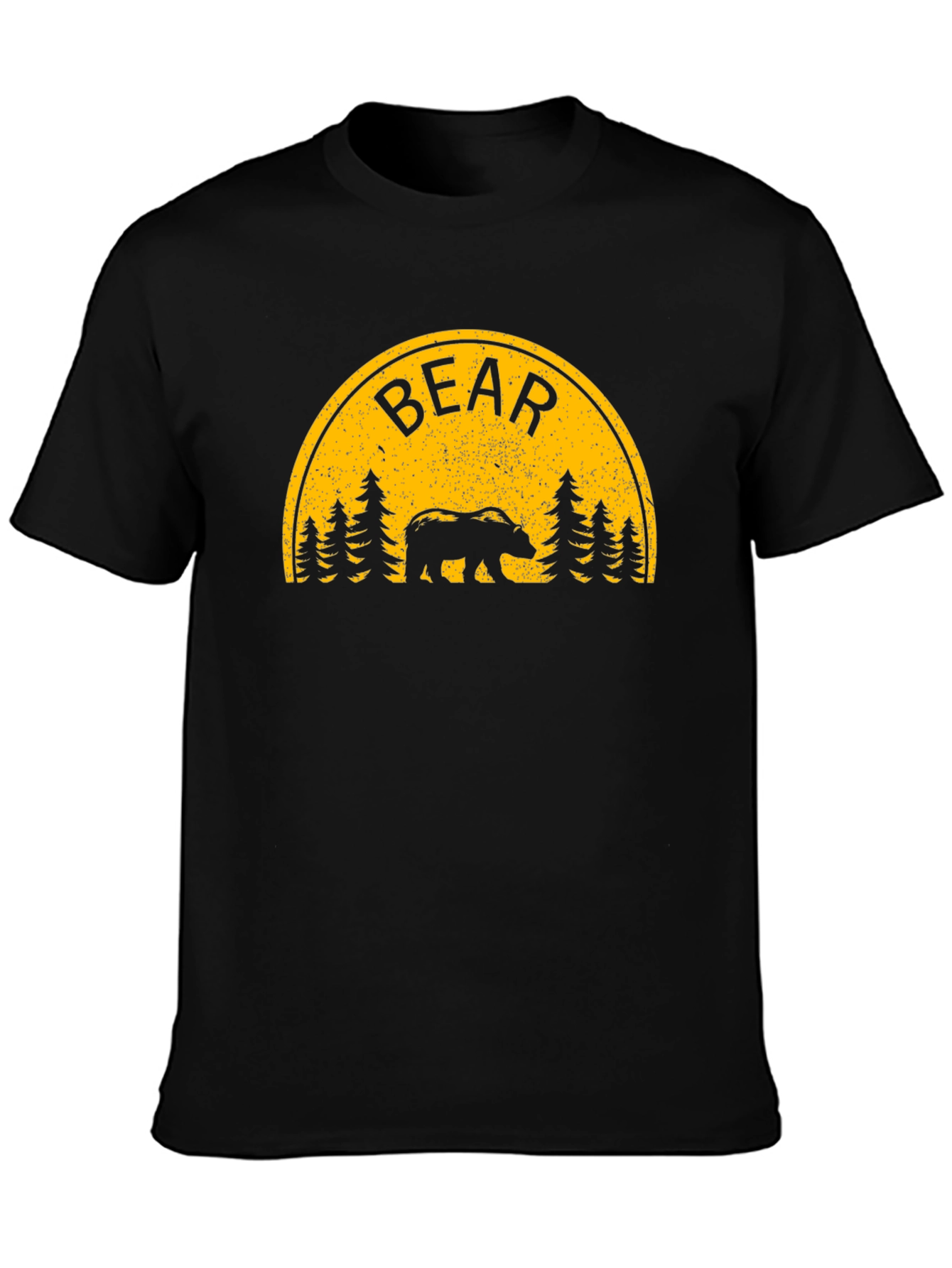 Bear Silhouette Graphic Print Black T-Shirt