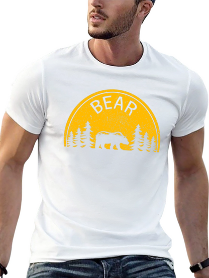 Bear Silhouette Graphic Print Black T-Shirt