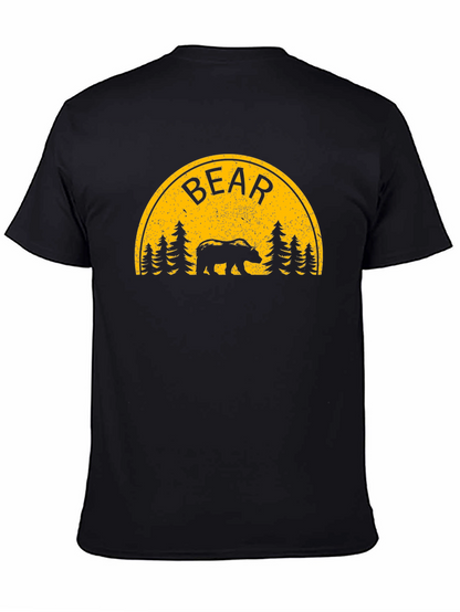 Bear Silhouette Graphic Print Black T-Shirt