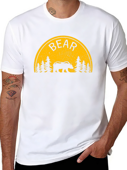 Bear Silhouette Graphic Print Black T-Shirt