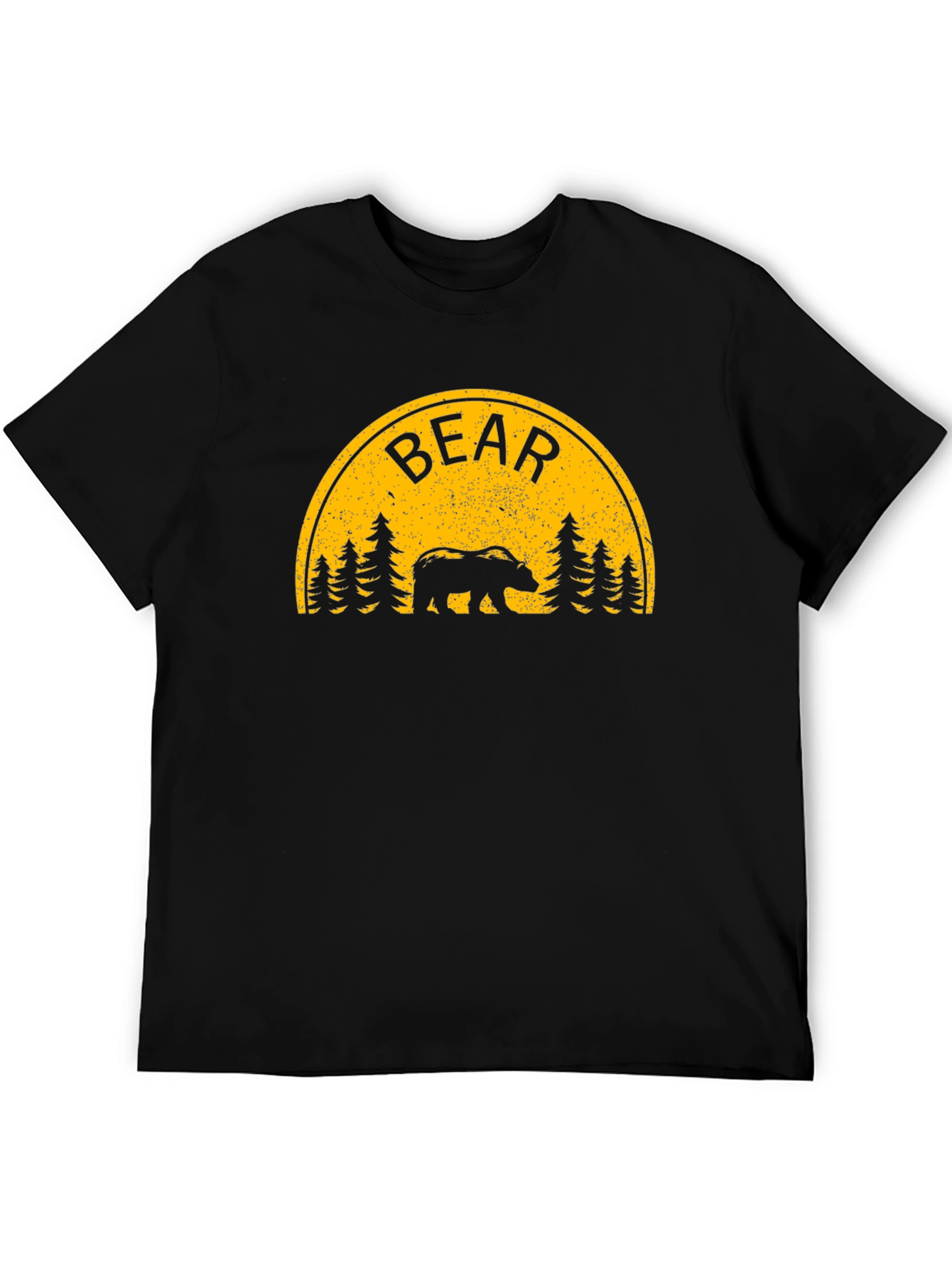 Bear Silhouette Graphic Print Black T-Shirt