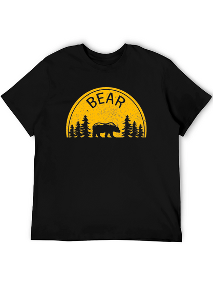 Bear Silhouette Graphic Print Black T-Shirt