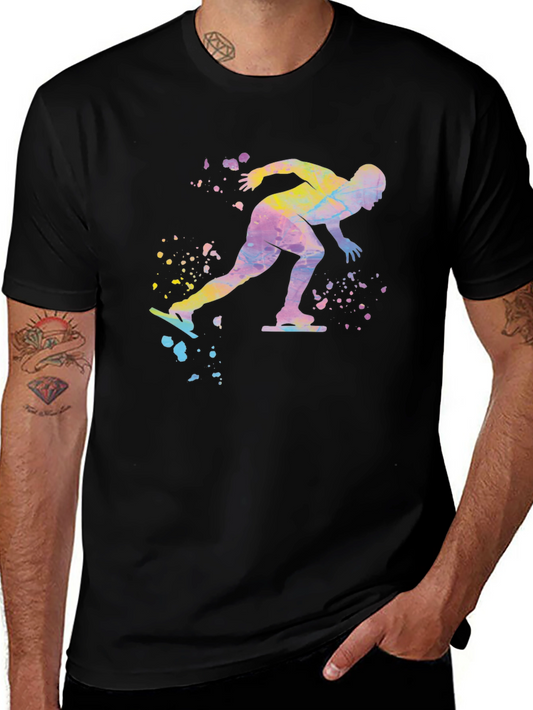 Watercolor Speed Skater Graphic T-Shirt