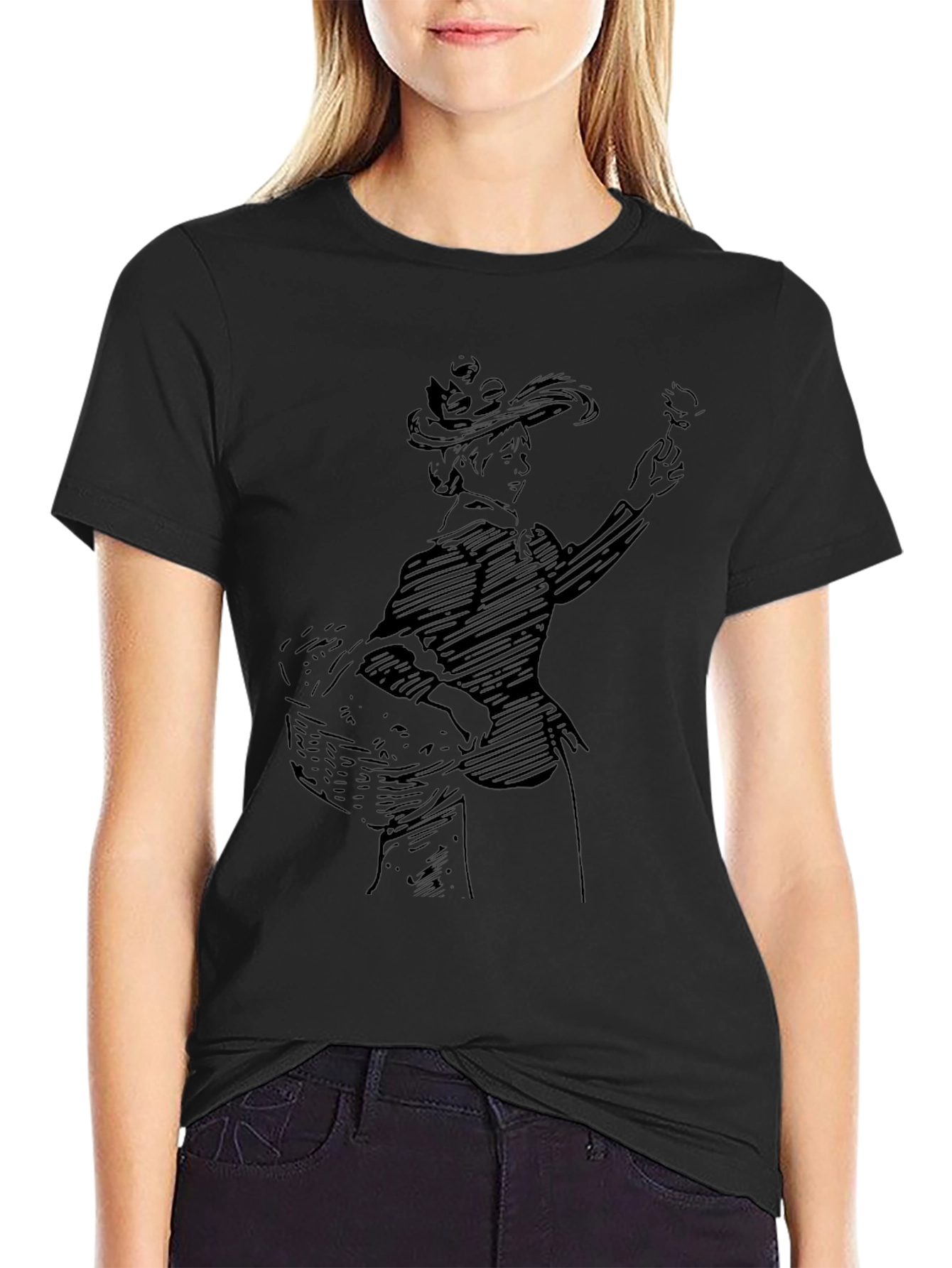 Woman With Flower T-Shirt Casual Graphic Tee