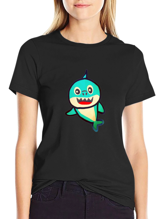 Baby Shark Graphic Print Black T-Shirt