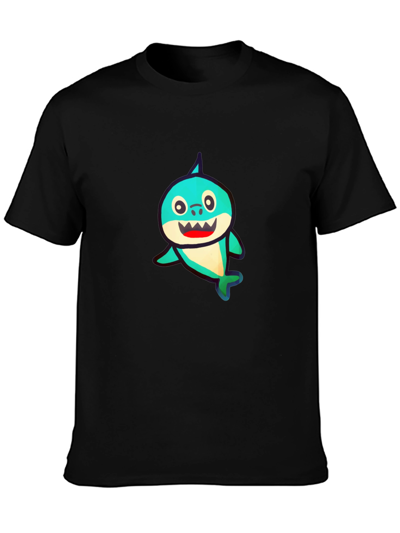 Baby Shark Graphic Print Black T-Shirt