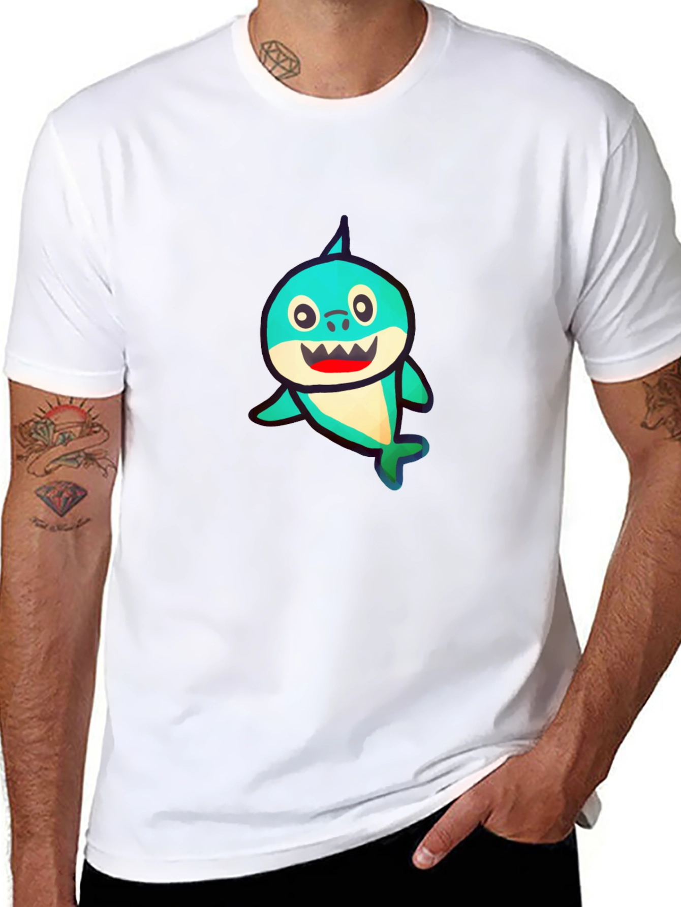 Baby Shark Graphic Print Black T-Shirt