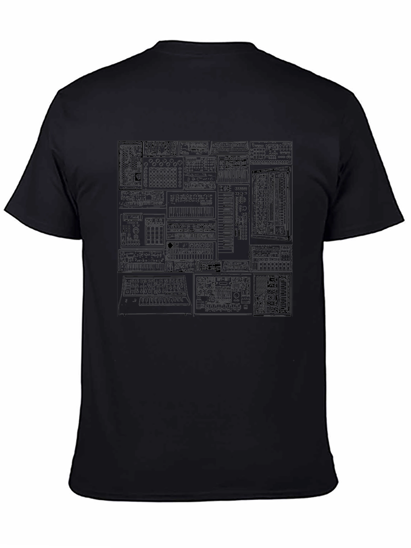 Black Synthesizer Graphic Print T-Shirt