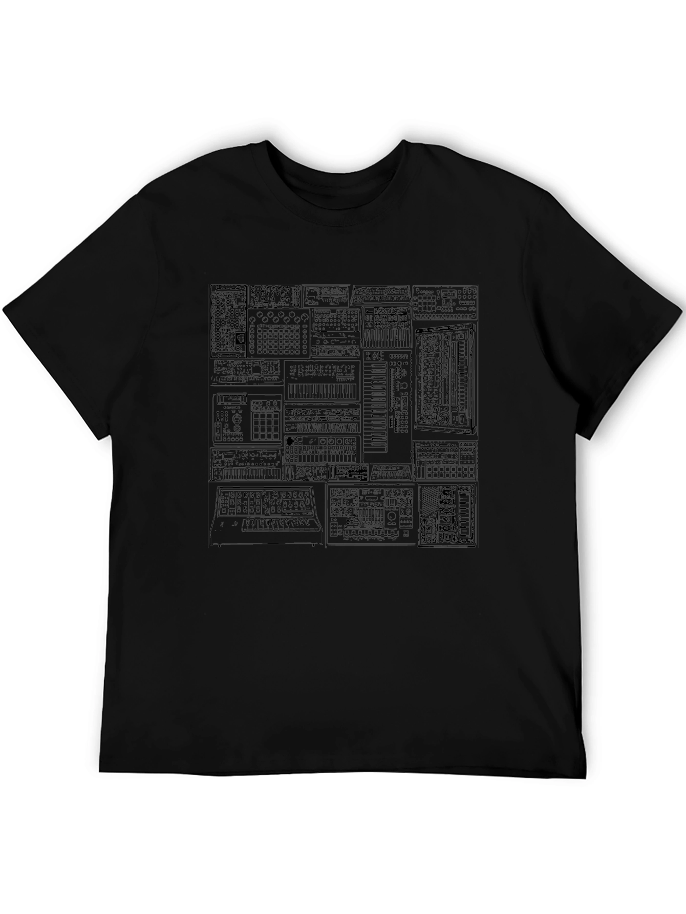 Black Synthesizer Graphic Print T-Shirt