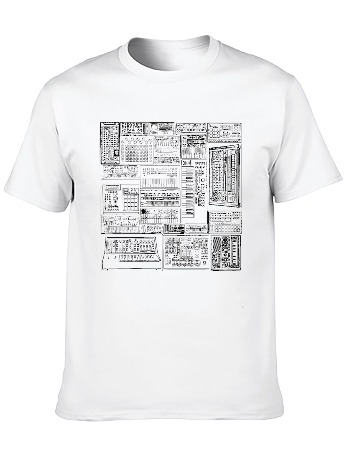 Black Synthesizer Graphic Print T-Shirt