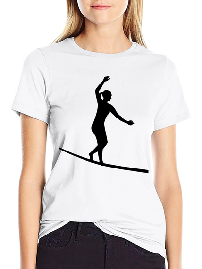 Black T-Shirt with Silhouette Tightrope Walker