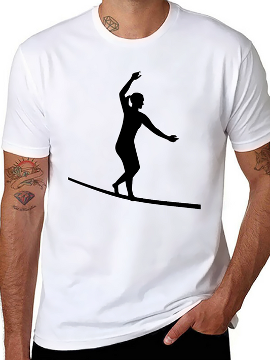Black T-Shirt with Silhouette Tightrope Walker