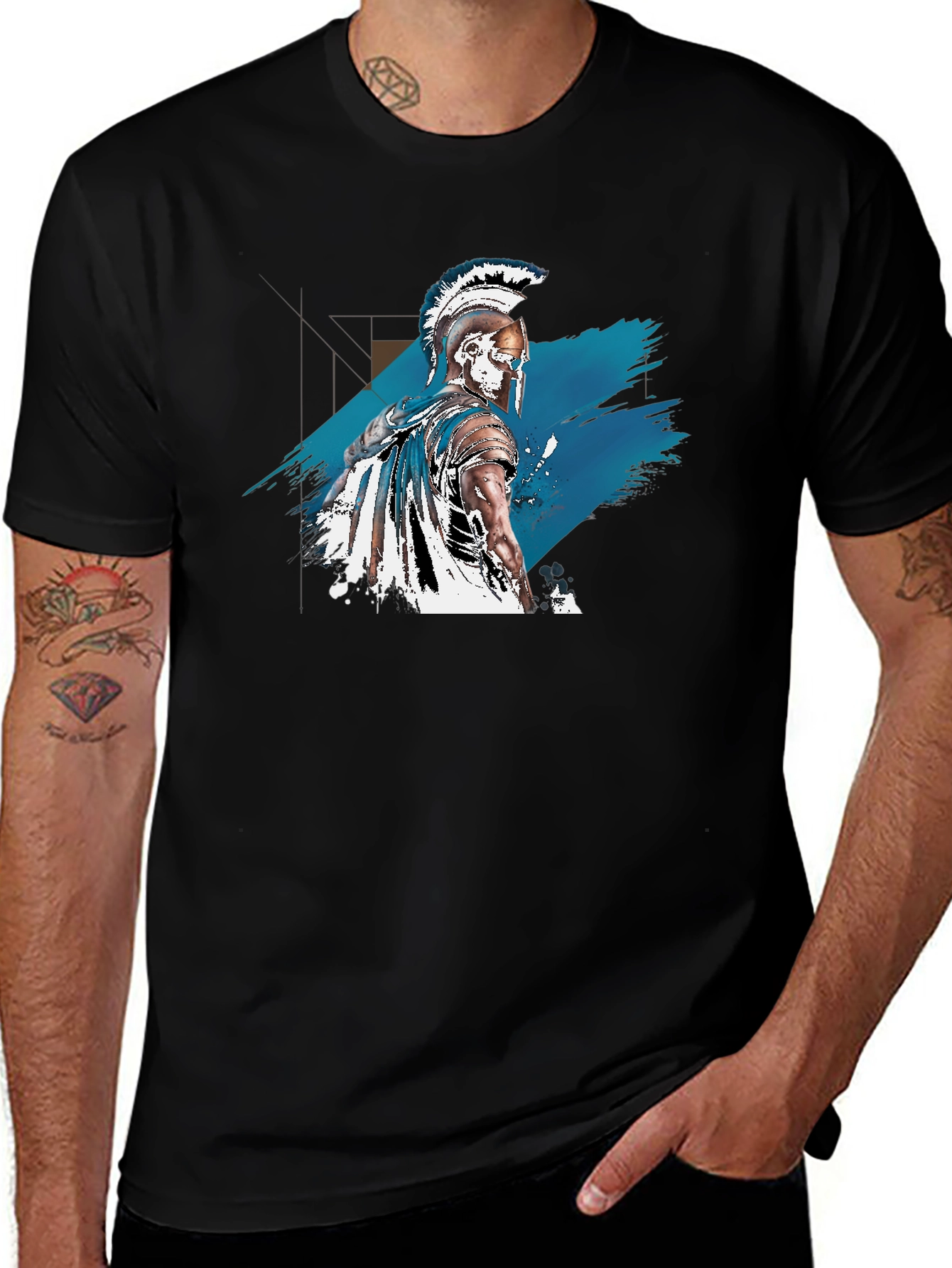Spartan Warrior Graphic Tee - Black