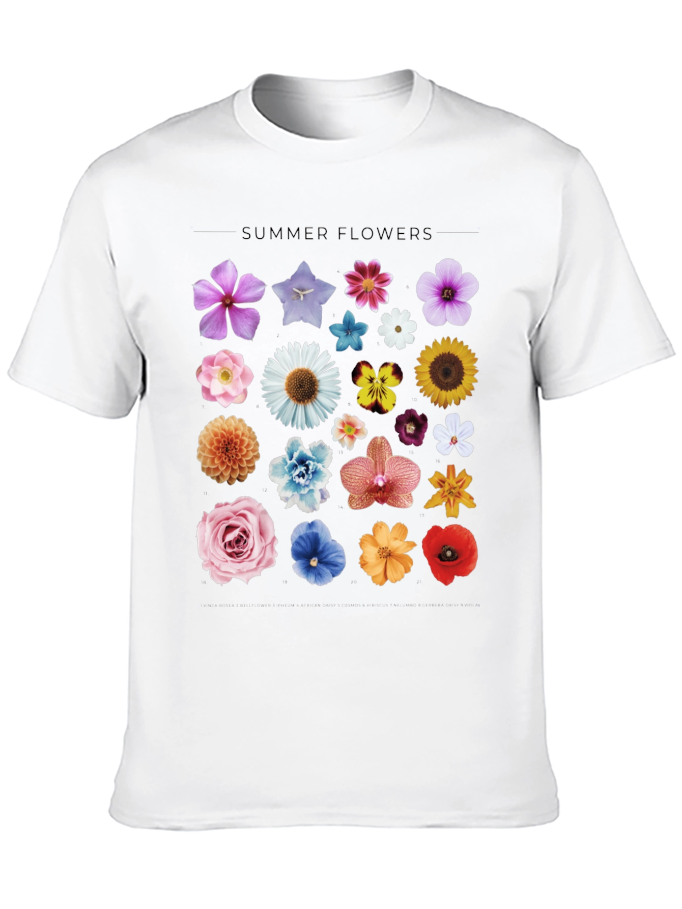 Summer Flowers Graphic Black T-Shirt