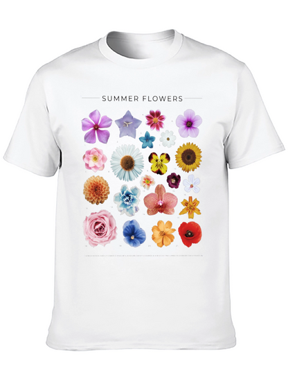 Summer Flowers Graphic Black T-Shirt