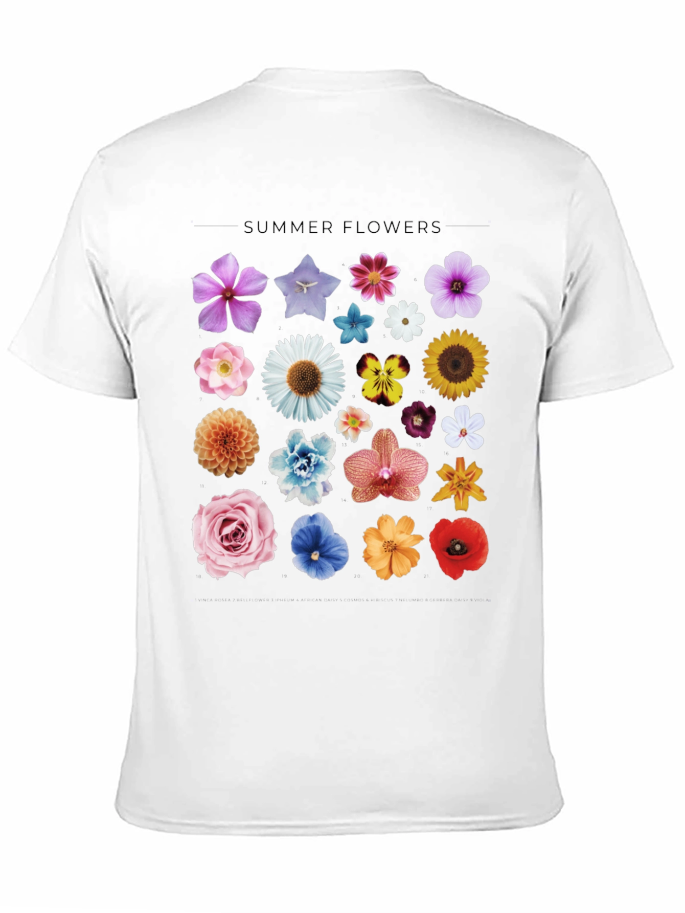 Summer Flowers Graphic Black T-Shirt