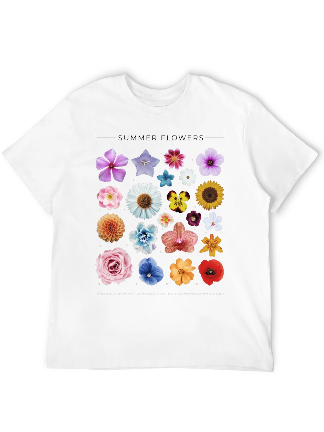 Summer Flowers Graphic Black T-Shirt
