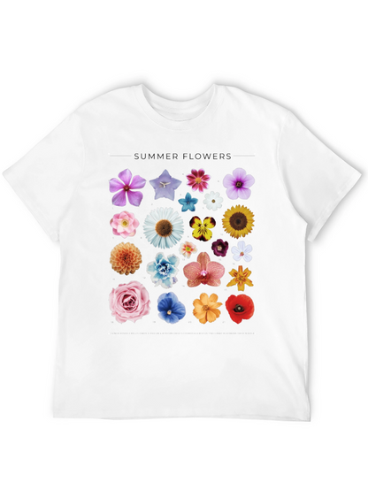 Summer Flowers Graphic Black T-Shirt