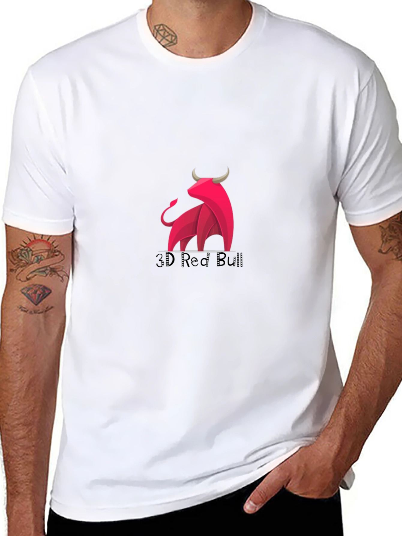 3D Red Bull Graphic Black Tee