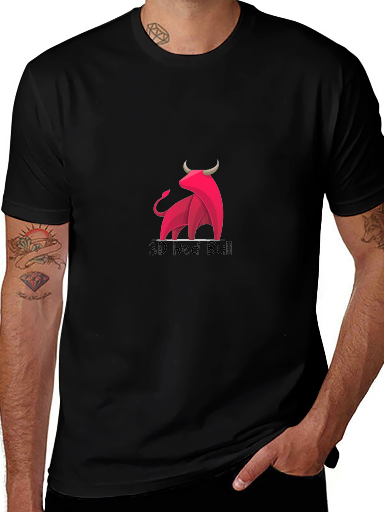 3D Red Bull Graphic Black Tee