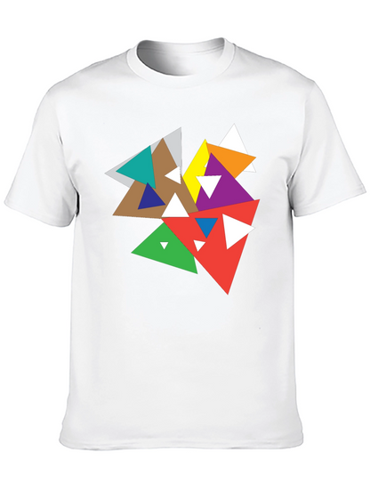 Abstract Geometric Triangle Graphic Black T-Shirt