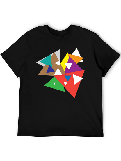 Abstract Geometric Triangle Graphic Black T-Shirt