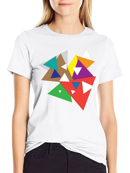 Abstract Geometric Triangle Graphic Black T-Shirt